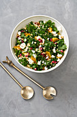 Winter salad with kale, oranges and feta cheese