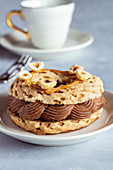 Paris-Brest, ring of choux pastry with hazelnut and chocolate cream