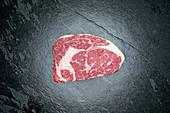 Raw Australian Wagyu beef rib-eye steak