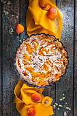 Clafoutis with apricots and flaked almonds