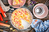 Semolina cake with rhubarb