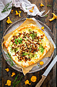 Chanterelle tart with Gruyere and thyme
