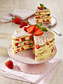 Strawberry waffle ice cream cake