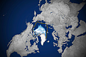 Arctic ice minimum extent, 2020