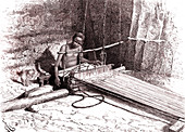 Cotton weaver in Somalia, 19th Century illustration