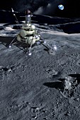 Luna 16 lunar probe on the Moon, composite image