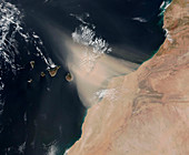 Dust storm over the Canary Islands, satellite image