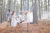 Happy family with butterfly nets