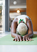 Older woman practicing yoga