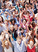 Portrait of crowd cheering