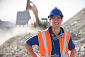 Worker smiling in quarry