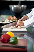 Chef chopping vegetables