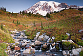 Mountain overlooking rocky creek