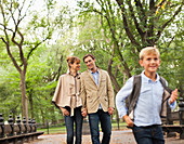 Family walking together in park