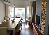 Table and chairs in modern dining room