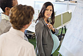 Pregnant businesswoman talking in meeting