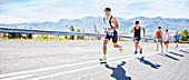 Runners in race on rural road