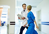 Doctor and nurse walking