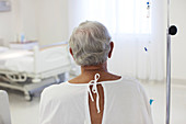 Older patient wearing gown room