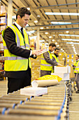 Workers checking packages