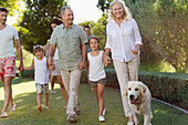 Family walking together in park