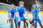 Track cycling team in velodrome