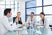 Doctors and business people talking