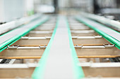Close up of conveyor belt in factory