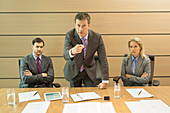 Businessman shaking his finger in meeting