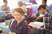 University students studying in lounge