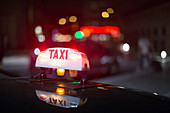 Illuminated Parisian taxi light, Paris
