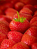 Extreme close up of ripe strawberries