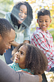 Happy family outdoors