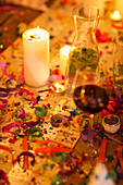 Candles on table at party