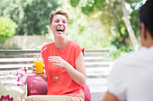 Woman laughing at party