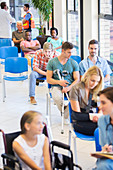 Patients in hospital waiting room