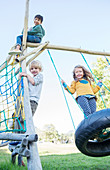 Children playing on play structure