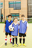 Boys wearing soccer uniforms