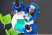 Overhead view of three studentss