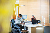 Business people talking at office desk
