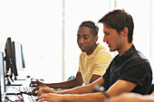 Students studying on computers