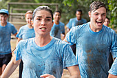 Determined woman running