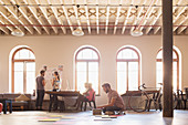 Businessman working on floor