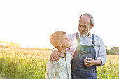 Grandfather farmer and grandson