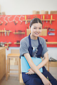 Portrait confident female carpenter