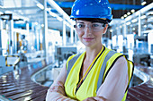 Worker with protective eyewear