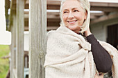 Senior woman wearing shawl