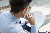 Businessman eating lunch