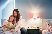 Mother and daughter reading book