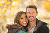 Portrait smiling couple outdoors